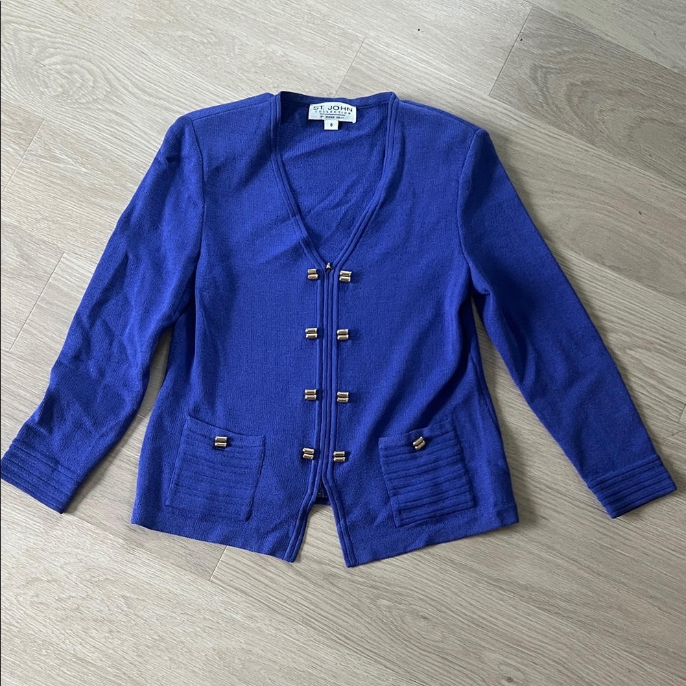 St. John Knit Blue Knit Cardigan/Top